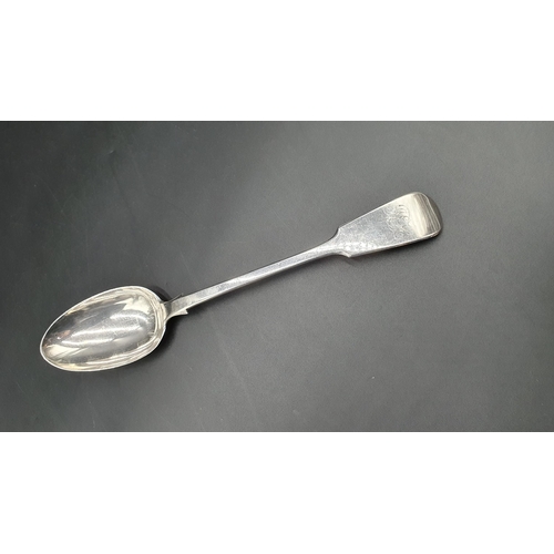 14 - A Victorian silver Basting Spoon fiddle pattern engraved initials, London 1863, maker: G Adams