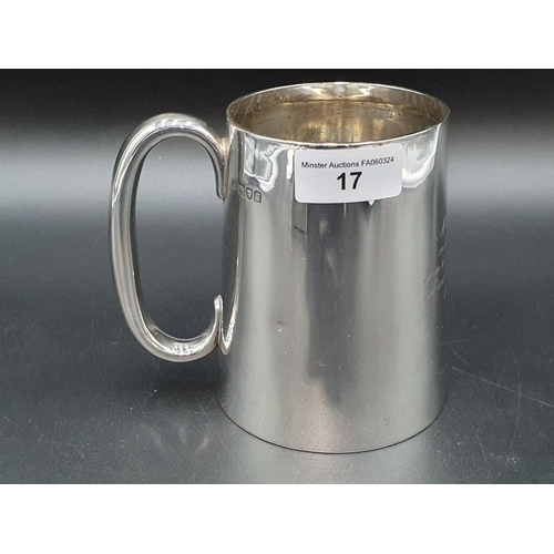 17 - An Edward VII silver Pint Mug with presentation inscription, London 1902, 238gms