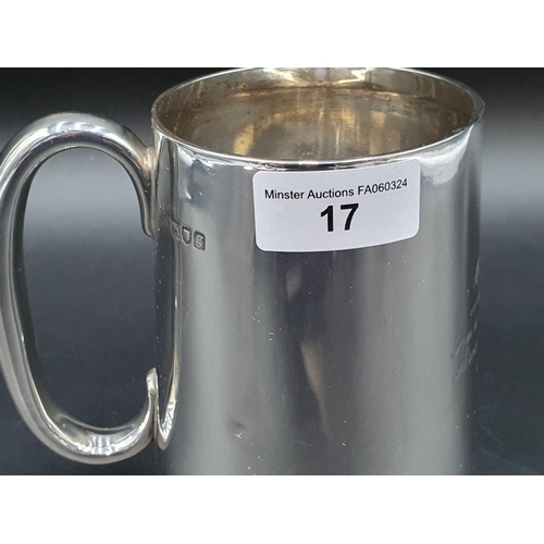 17 - An Edward VII silver Pint Mug with presentation inscription, London 1902, 238gms