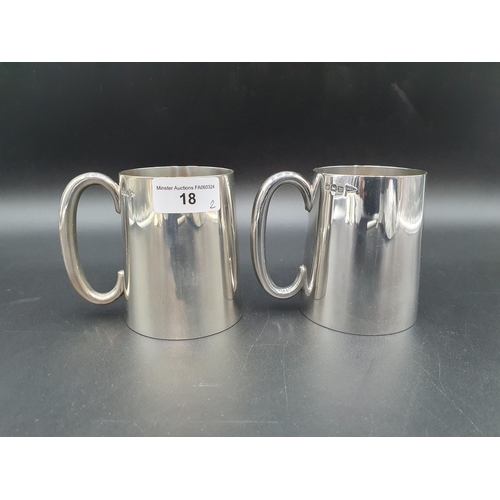 18 - Two George V silver half Pint Mugs, Sheffield 1914/15, 430gms, maker: Walker & Hall