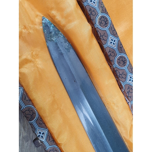 304 - A Chinese Han - Style tinned bronze Sword (A/F - Cracked) in presentation Case, 26