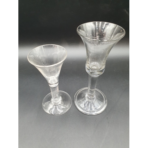 351 - A Georgian Wine Glass with bell bowl having tear drop base on plain column with folded foot, 6 3/4in... 