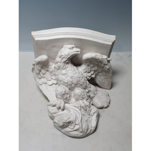 380 - A Parian ware Wall Bracket in the form of an eagle supporting a shelf, 9 1/2in