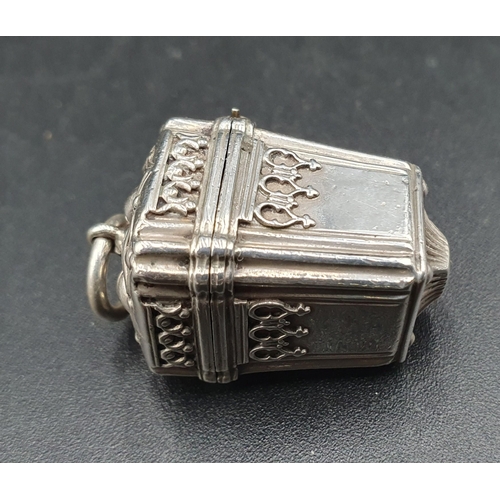 45 - An unusual Victorian silver Vinaigrette in the form of a square section Chinese lantern, London 1873... 