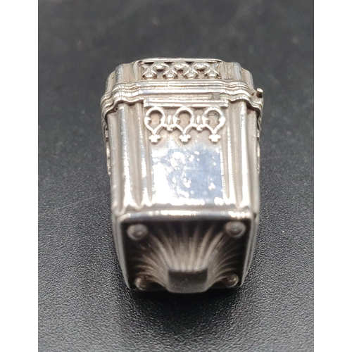 45 - An unusual Victorian silver Vinaigrette in the form of a square section Chinese lantern, London 1873... 