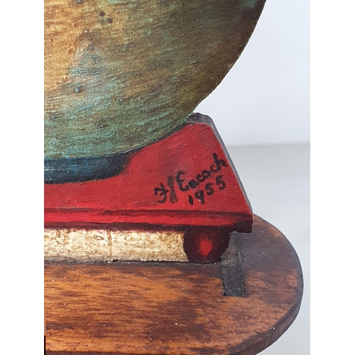 459 - A pair of 1950's Dummy Boards in the form of Flowering Bowls on shaped supports, signed and dated 