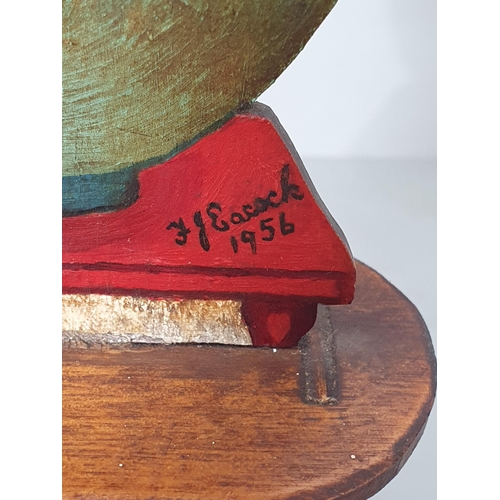 459 - A pair of 1950's Dummy Boards in the form of Flowering Bowls on shaped supports, signed and dated 