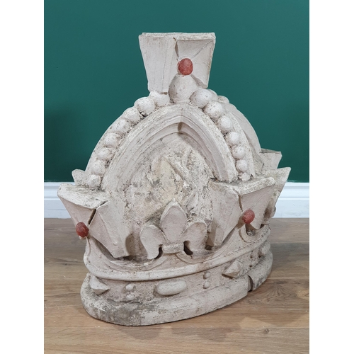 468 - A large painted cast composite Crown with Fleur De Lis Decorations, Approximately - 20