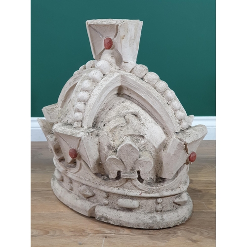 468 - A large painted cast composite Crown with Fleur De Lis Decorations, Approximately - 20