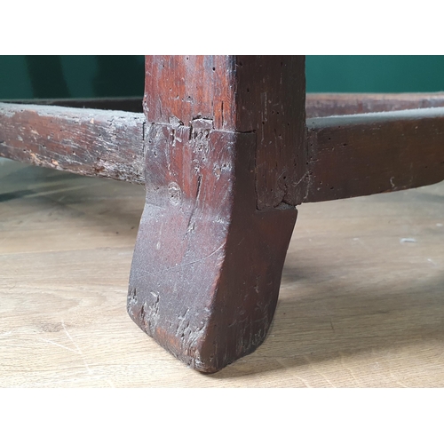 478 - An 18th Century Welsh oak Elbow Chair with vase splat back on square supports 3ft 6in H x 1ft 11in W