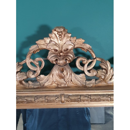 495 - An antique gilded Overmantel Mirror with acanthus leaf scroll surmount and moulded frame A/F 4ft 7in... 