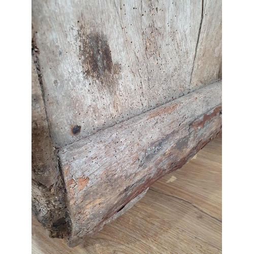 496 - An early oak and elm boarded Church Chest, with iron strap hinges, A/F. 2ft 3