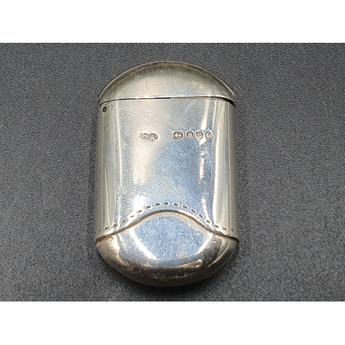 51 - A Victorian silver Vesta Case in the form of a miniature Cigar case, London 1877, maker; G.A