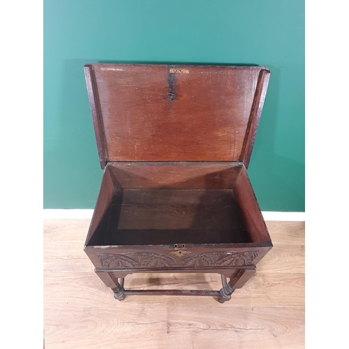 516 - An 18th Century Bible Box with hinged cover & arcaded carved front on later stand 2ft 2in wide