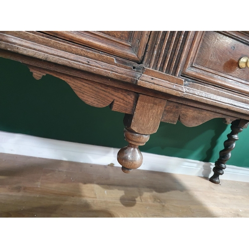 521 - A large and impressive 17th Century oak Dresser Base with moulded top, above four recessed moulded d... 