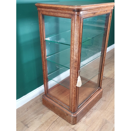 525 - A good quality late Victorian burr walnut Display Cabinet with moulded top above a single glazed doo... 