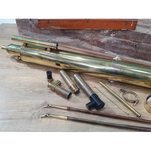 532 - A brass astronomical Telescope by 'T. Cooke and Sons York' in fitted storage case (telescope measure... 