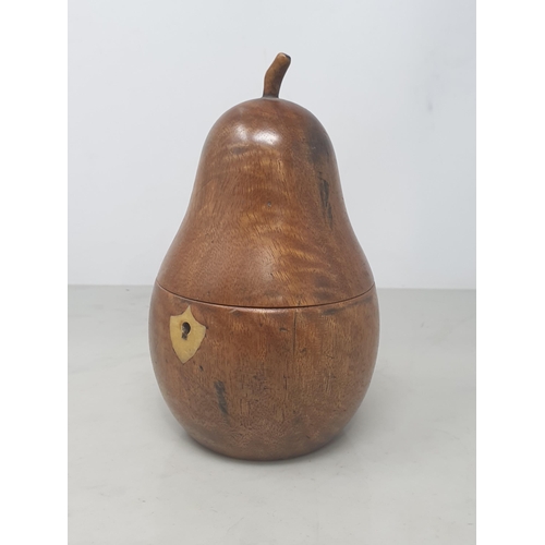 535 - A treen Tea Caddy in the form of a Pear 7in H