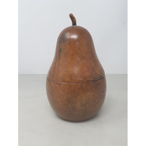 535 - A treen Tea Caddy in the form of a Pear 7in H