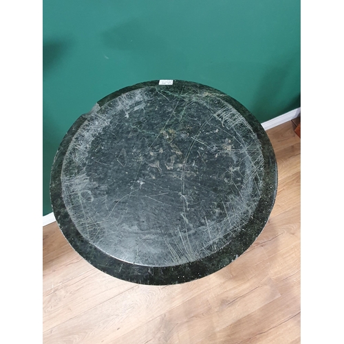 536 - A mottled green, pedestal three-piece marble Column on octagonal base , A/F, 1ft 6in Diam