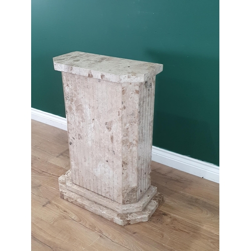 537 - A rectangular marble Plinth/Column with fluted designs raised on stepped base, 2ft 6in H x 1ft 8in W... 