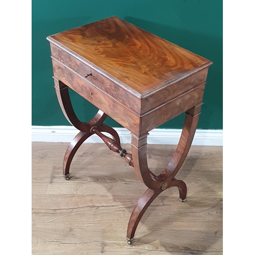 551 - A 19th century mahogany Dressing Table with hinged cover opening to reveal a mirror and compartments... 