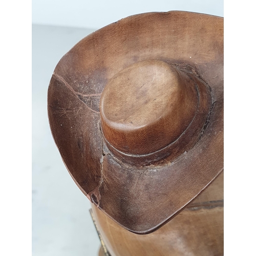 564 - A Treen Tobacco Jar in the form of a Gentleman smoking a Pipe, with Walking Stick, wearing Tricorn H... 