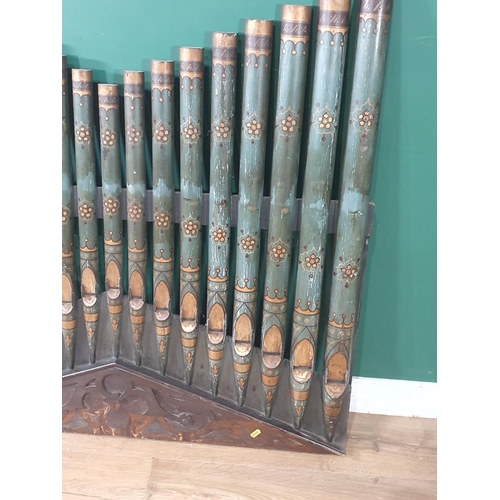 600 - An antique Folk Art Fairground Set of faux Organ Pipes with painted decoration 3ft 5in H x 3ft 4in W