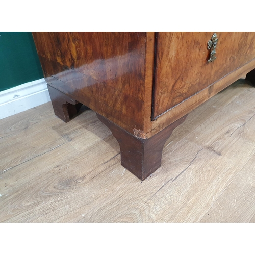 619 - An 18th Century walnut Chest of two short and three long graduated drawers on later bracket supports... 