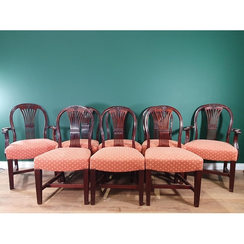 632 - A set of eight 19th Century mahogany Dining Chairs the oval framed backs having pierced splats with ... 