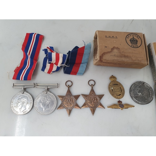 655 - Four; WWII War Medal, Defence Medal, 1939-45 Star, France and Germany Star, with box of issue (name ... 