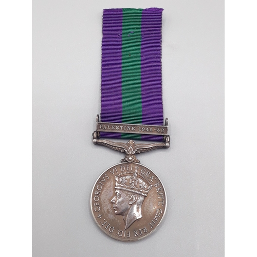 673 - General Service Medal with 'Palestine 1945-48' Clasp engraved to 19008952 R.A. Hind, R.E.M.E.