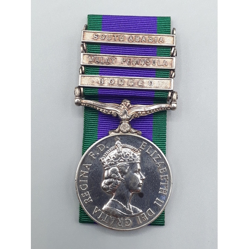 674 - Campaign Service Medal with 'Borneo', 'Malay Peninsula' and 'South Arabia' Clasps engraved to 238364... 