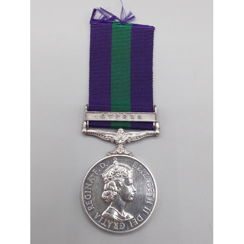 676 - General Service Medal with 'Cyprus' Clasp engraved to 3524866 Lance Corporal P. Burg, R.A.F.