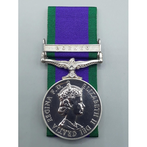 678 - Campaign Service Medal with 'Borneo' Clasp engraved to RM13577 Marine P.J. Ball, Royal Marines