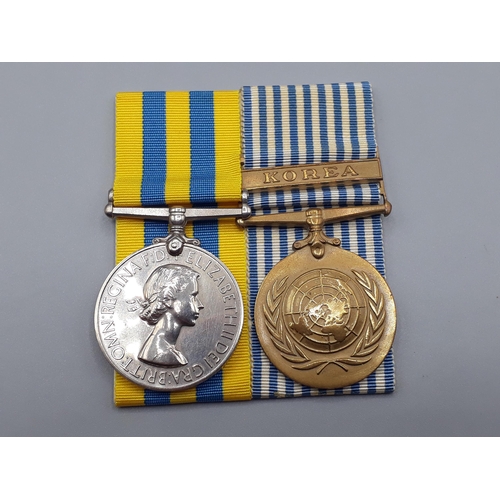 681 - Queen's Korea and UN Korea Medals engraved to 22194052 Pte. F.W.D. Bostock, 1st Battalion Gloucester... 