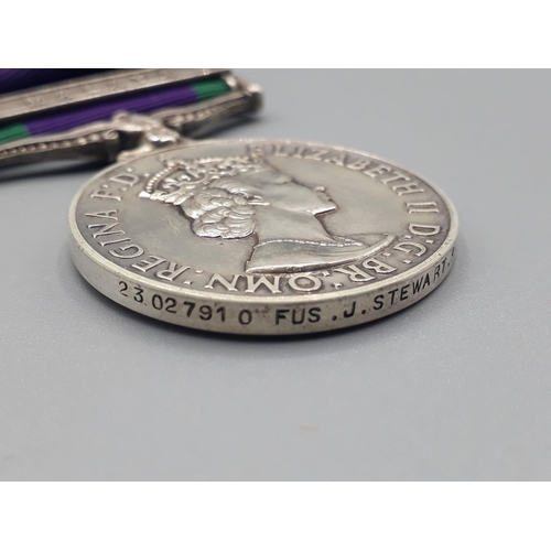 687 - Campaign Service Medal with 'Malaya' Clasp engraved to 23027970 Fusilier J. Stewart, Royal Scots Fus... 