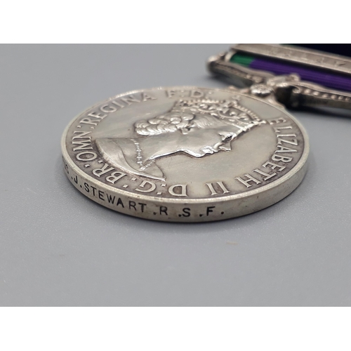 687 - Campaign Service Medal with 'Malaya' Clasp engraved to 23027970 Fusilier J. Stewart, Royal Scots Fus... 