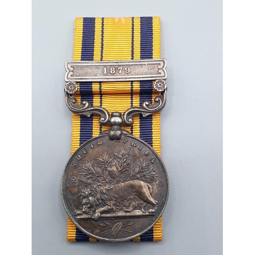 709 - South Africa Medal with '1879' Clasp engraved to 2248 Sergeant H. Martin, 91st Regiment