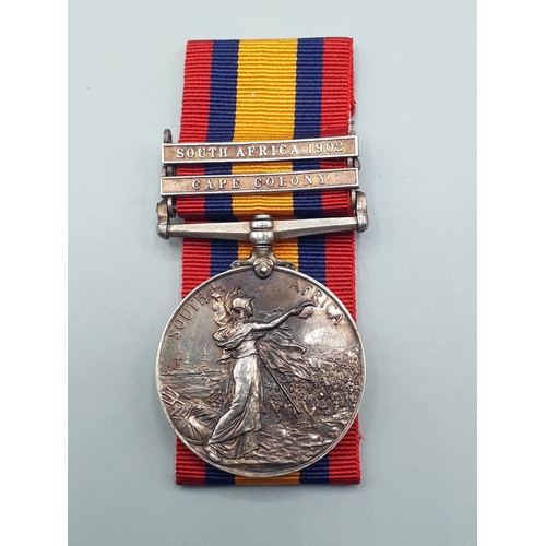 715 - Queen's South Africa Medal with 'Cape Colony' and 'South Africa 1902' Clasps engraved to 38373 Staff... 