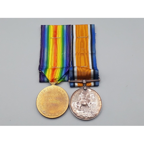 718 - Pair; British War and Victory Medal engraved to S40263 Lance Corporal L. Garfirth, 14th Battalion Ar... 