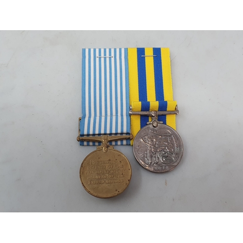 722 - Two; Queen's Korea Medal and UN Korea Medal engraved to 22202445 Corporal J. Stoner, Argyll & Suther... 