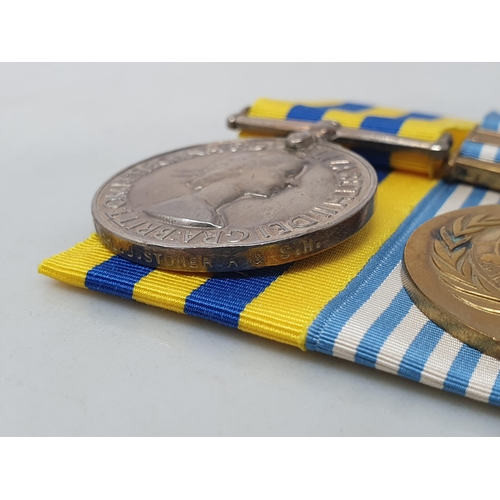 722 - Two; Queen's Korea Medal and UN Korea Medal engraved to 22202445 Corporal J. Stoner, Argyll & Suther... 