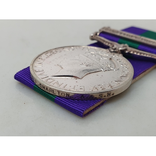 725 - General Service Medal with 'Palestine 1945-48' Clasp engraved to 14498322 Pte. P. Charlton, Argyll &... 