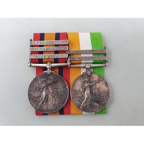 726 - Pair; Queen's South Africa Medal with 'Cape Colony', 'Orange Free State' and 'Transvaal' Clasps and ... 