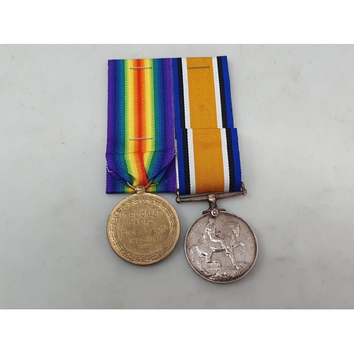 733 - Pair; British War Medal and Victory Medal engraved to 278686 Pte. Andrew Milne, 1/7th Battalion Argy... 