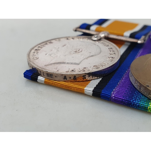 733 - Pair; British War Medal and Victory Medal engraved to 278686 Pte. Andrew Milne, 1/7th Battalion Argy... 