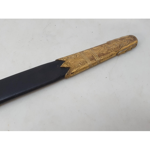 751 - A Victorian Royal Navy Midshipman's Dirk with shagreen grip in brass mounted leather scabbard 22 3/4... 