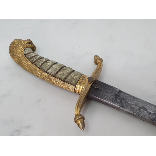 751 - A Victorian Royal Navy Midshipman's Dirk with shagreen grip in brass mounted leather scabbard 22 3/4... 