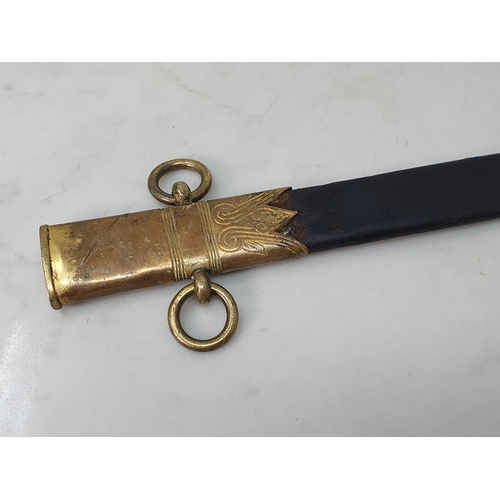 751 - A Victorian Royal Navy Midshipman's Dirk with shagreen grip in brass mounted leather scabbard 22 3/4... 